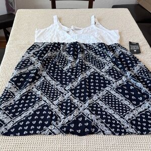 Women’s Plus Avenue Navy and White Midi Dress